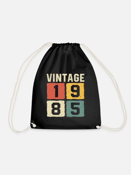 Vintage 1985 Born 1985 - Drawstring Bag - black