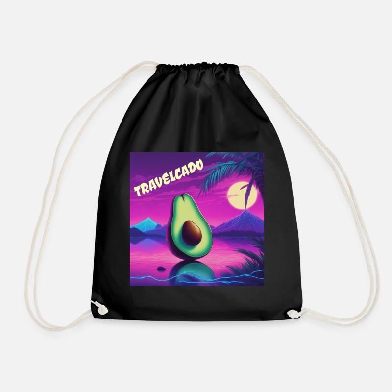 Avocado Synthwave Varporwave Avoacado Urlaub Fun - Turnbeutel - Schwarz