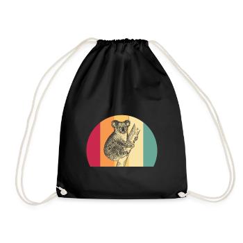 Koala Retro - Drawstring Bag - black - Front
