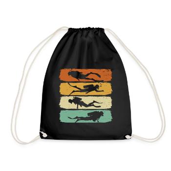 tauchen retro taucher scuba taucherin - Turnbeutel - Schwarz - Vorne