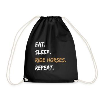Eat Sleep Ride Horses Repeat Riding Horse Owners - Drawstring Bag - black - Front