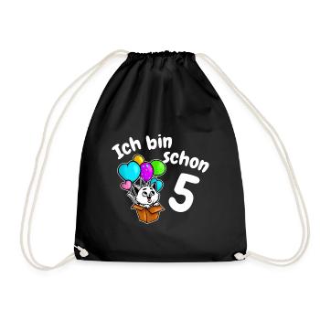 5th Birthday Cute Kitten Cat Five 5 Years - Drawstring Bag - black - Front
