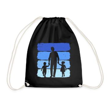 Father with daughter and son dad and daughter son - Drawstring Bag - black - Front
