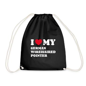 I Love My German Wirehaired Pointer Hundebesitzer - Turnbeutel - Schwarz - Vorne