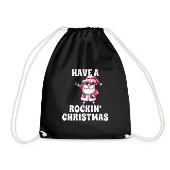 Rockiger Weihnachtsmann - Turnbeutel - Schwarz - Vorne