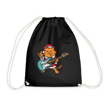 Guitariste Guitare Comic Cat Noël - Sac de sport léger - noir - Devant