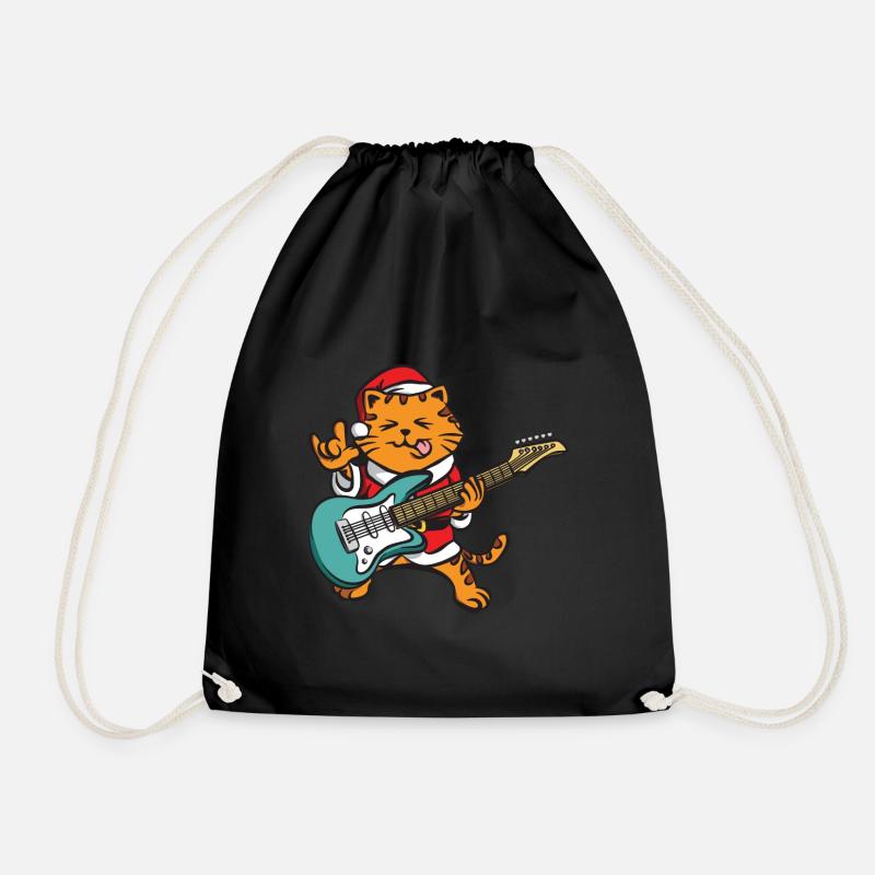 Guitariste Guitare Comic Cat Noël - Sac de sport léger - noir