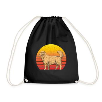 Golden Retriever Retro Sunset - Turnbeutel - Schwarz - Vorne