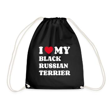 I Love My Black Russian Terrier Dog Owner - Drawstring Bag - black - Front