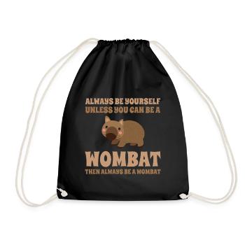 Süßer Wombat Australien Fan Reise Urlaub Spruch - Turnbeutel - Schwarz - Vorne