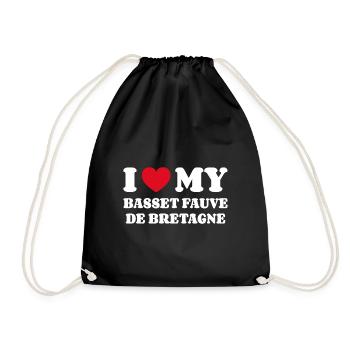 I Love My Basset Fauve de Bretagne - Drawstring Bag - black - Front
