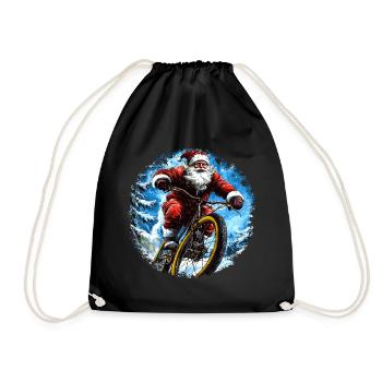 Santa Claus Mountain Bikers - Drawstring Bag - black - Front
