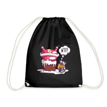 Santa Claus Chimney Wondered Cat WTF - Drawstring Bag - black - Front