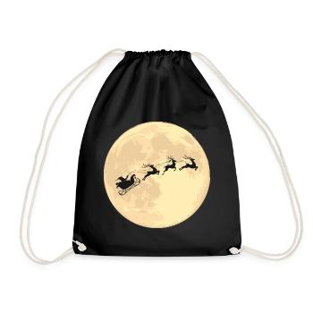 Reindeer Sleigh Santa Claus Christmas Gift - Drawstring Bag - black - Front