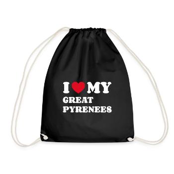 I Love My Great Pyrenees - Drawstring Bag - black - Front