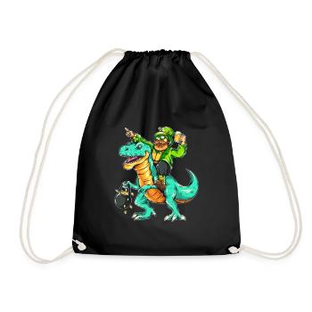 Saint-Patrick Leprechaun Leprechaun Bière Dino T-Rex - Sac de sport léger - noir - Devant