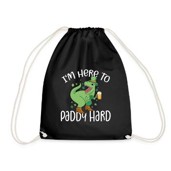 Leprechaun T-Rex Dino Bier I'm Here To Paddy Hard - Turnbeutel - Schwarz - Vorne