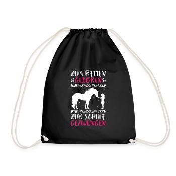 Horse Girl Riding School Schoolgirl Funny - Drawstring Bag - black - Front