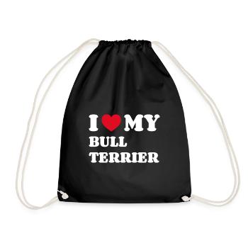 I Love My Bull Terrier Bullterrier Hundebesitzer - Turnbeutel - Schwarz - Vorne