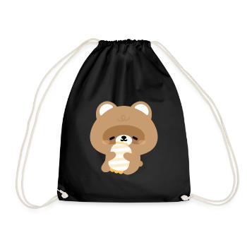 Sleepy Beaver - Drawstring Bag - black - Front