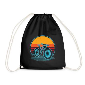 Retro Mountain Bike Vintage Mountain Biking - Drawstring Bag - black - Front