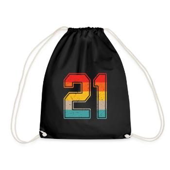 21 Years Retro Jersey Number 21 T-shirt Number 21 - Drawstring Bag - black - Front