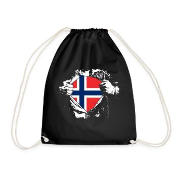 Ich liebe Norwegen - Superheld - Turnbeutel - Schwarz - Vorne