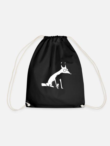 White Fox no 1 - Drawstring Bag - black
