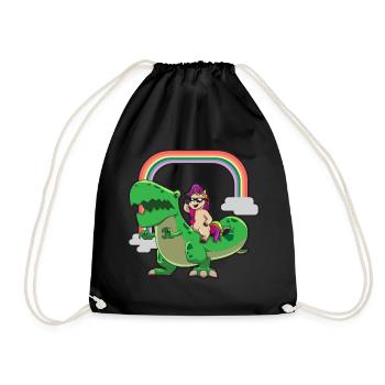 Unicorn loves T Rex - Drawstring Bag - black - Front