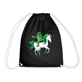 St Patrick Einhorn dab Kobold Geschenk lustig - Turnbeutel - Schwarz - Vorne