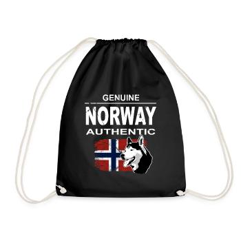 Norway Adventures - Norway Flag & Huskys - Turnbeutel - Schwarz - Vorne