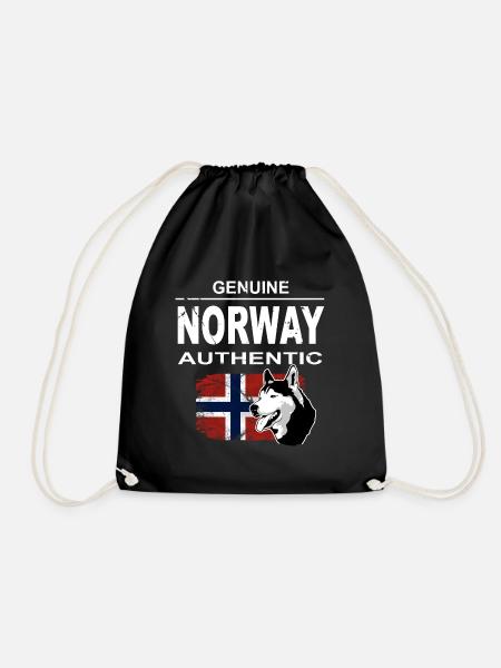 Norway Adventures - Norway Flag & Huskys - Turnbeutel - Schwarz