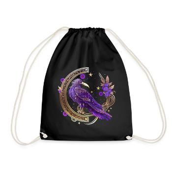 Mystical Crow, Wicca, Morrigan, Celtic, Raven - Drawstring Bag - black - Front