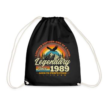 Legendary since 1989 Vintage Birthday Gift - Drawstring Bag - black - Front