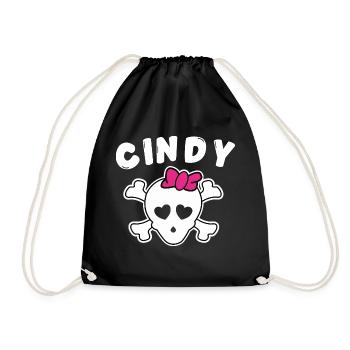Piratin Cindy Design für Mädchen und Frauen - Turnbeutel - Schwarz - Vorne