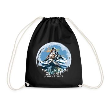 Matterhorn Zermatt Valais Hiking Switzerland Souvenir - Drawstring Bag - black - Front