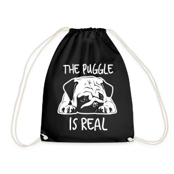 the puggle is real - Drawstring Bag - black - Front