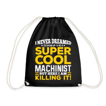 Super cool machinist, cutting mechanic turner - Drawstring Bag - black - Front