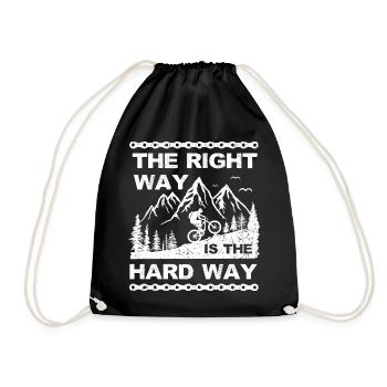 mountain bike, hard way, bike, bicycle, mountains - Drawstring Bag - black - Front