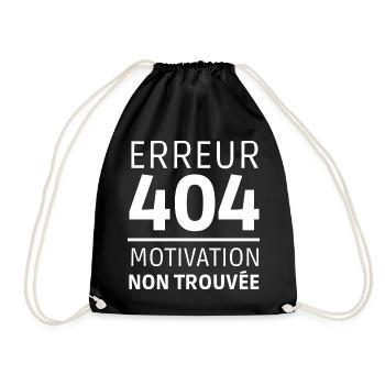 Erreur 404 motivation non trouvée humour cadeau - Sac de sport léger - noir - Devant