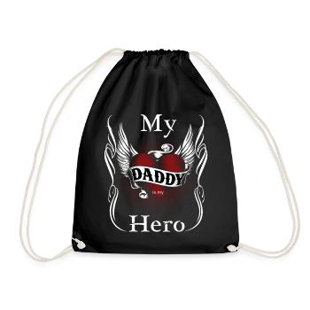 My Dad is my Hero, Mein Vater i. mein Held, Papa - Turnbeutel - Schwarz - Vorne