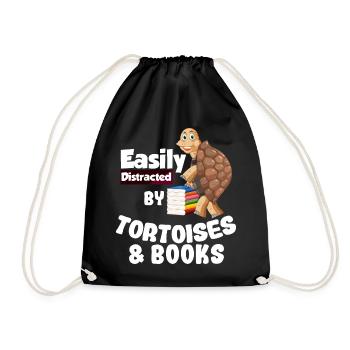 Turtle Books | Tortoise Gift Idea - Drawstring Bag - black - Front