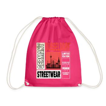 Dusseldorf Germany City Skyline Home Love - Drawstring Bag - fuchsia - Front
