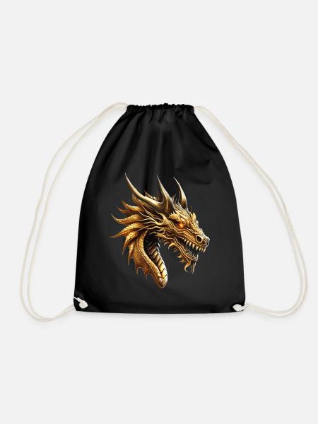 Drache Gold Fantasie Magie Mystik Kreatur Tier - Turnbeutel - Schwarz