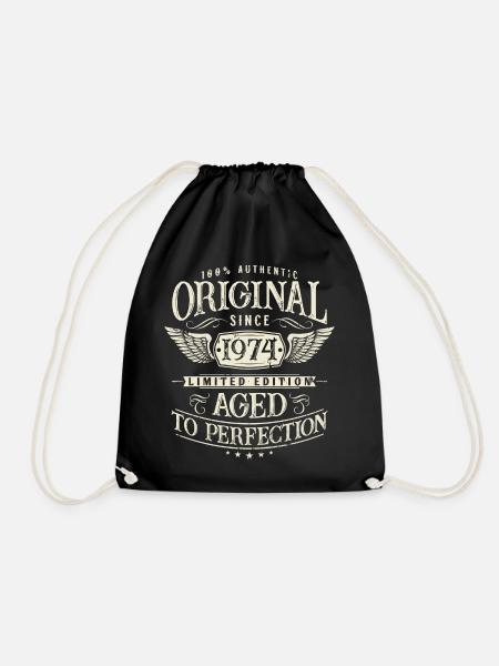 Original 1974 Vintage Vintage Birthday Gift - Drawstring Bag - black