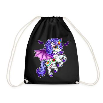 Einhorn Halloween Fledermaus - Turnbeutel - Schwarz - Vorne