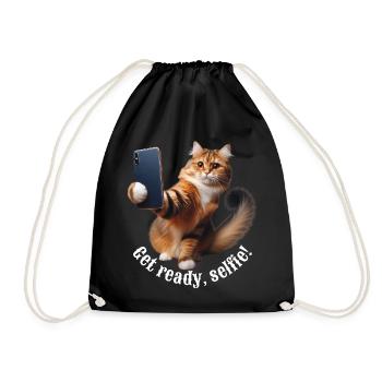 Get ready, selfie-8 - Drawstring Bag - black - Front