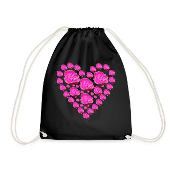 Roses roses coeur - Sac de sport léger - noir - Devant