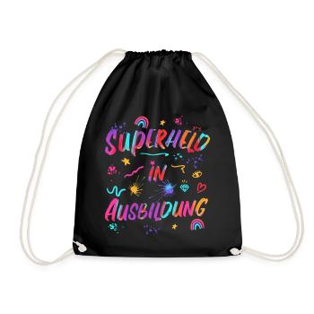 Superheld in Ausbildung - Azubi Glück Kraft Mut - Turnbeutel - Schwarz - Vorne