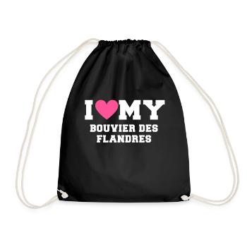 I love my Bouvier des Flandres - Drawstring Bag - black - Front